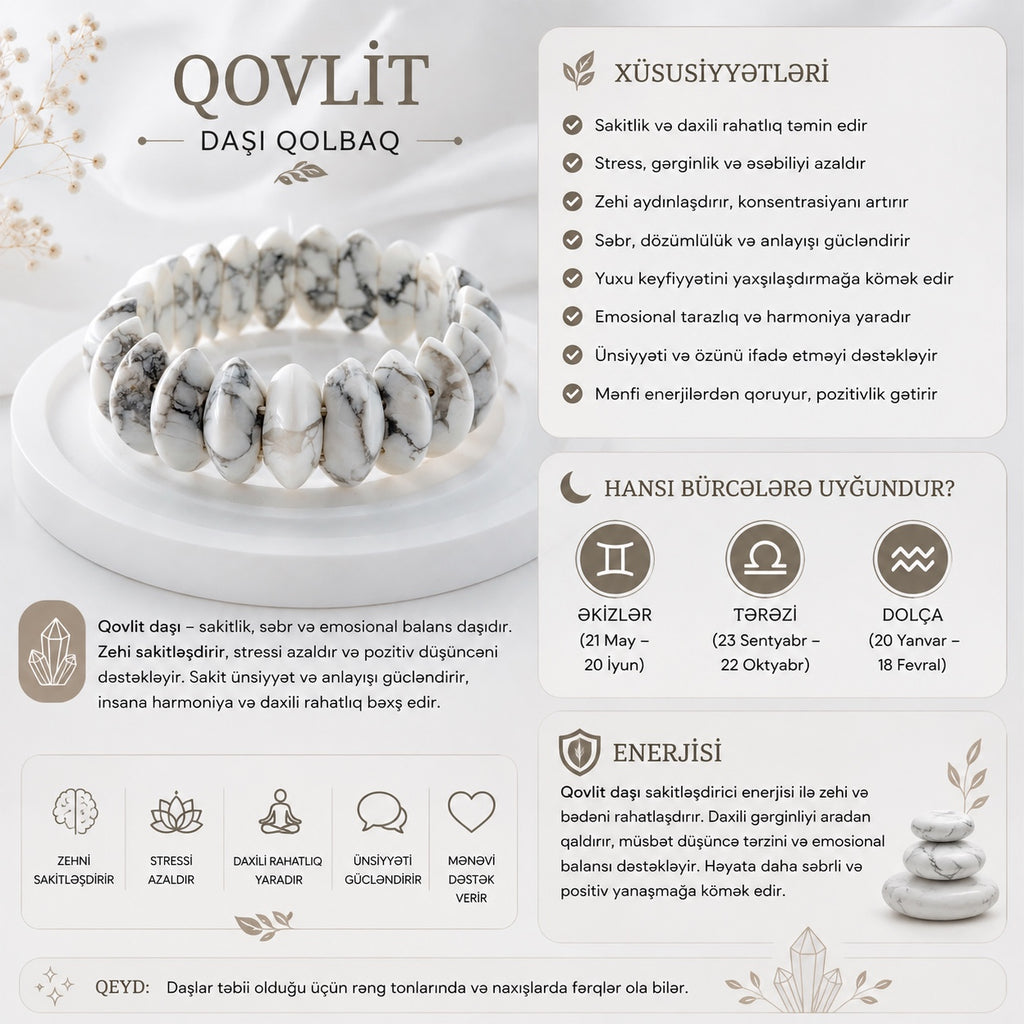 Qovlit daş qolbağın xüsusiyyətləri