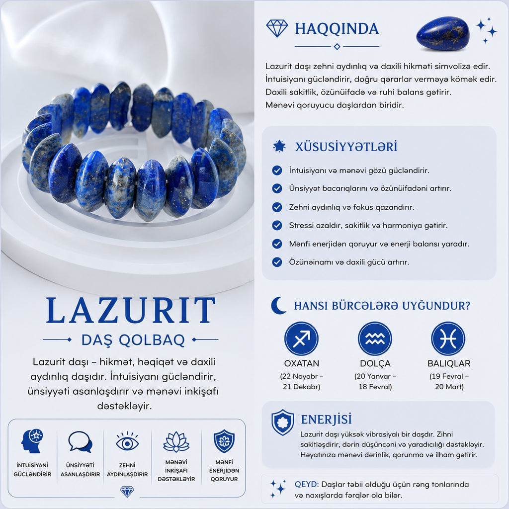 Lazurit daş qolbağın xüsusiyyətləri