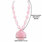 Çəhrayı kvars boyunbağı ölçüsü: 24 sm, kulon 4,7 sm