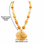 Sarı serpentin boyunbağı ölçüsü: 24 sm, kulon 4,7 sm