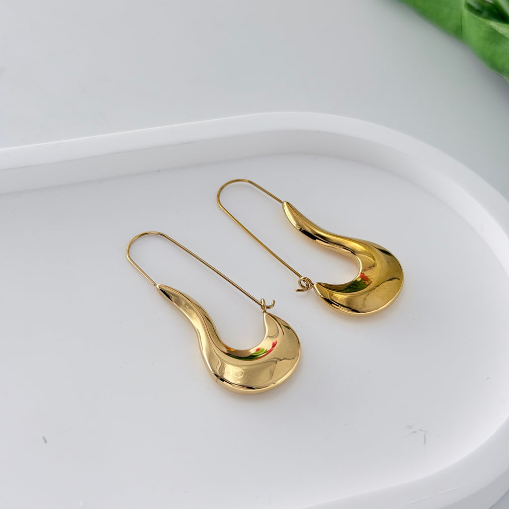 Qızılı polad ay formalı sallantılı sırğa, 4,3 sm