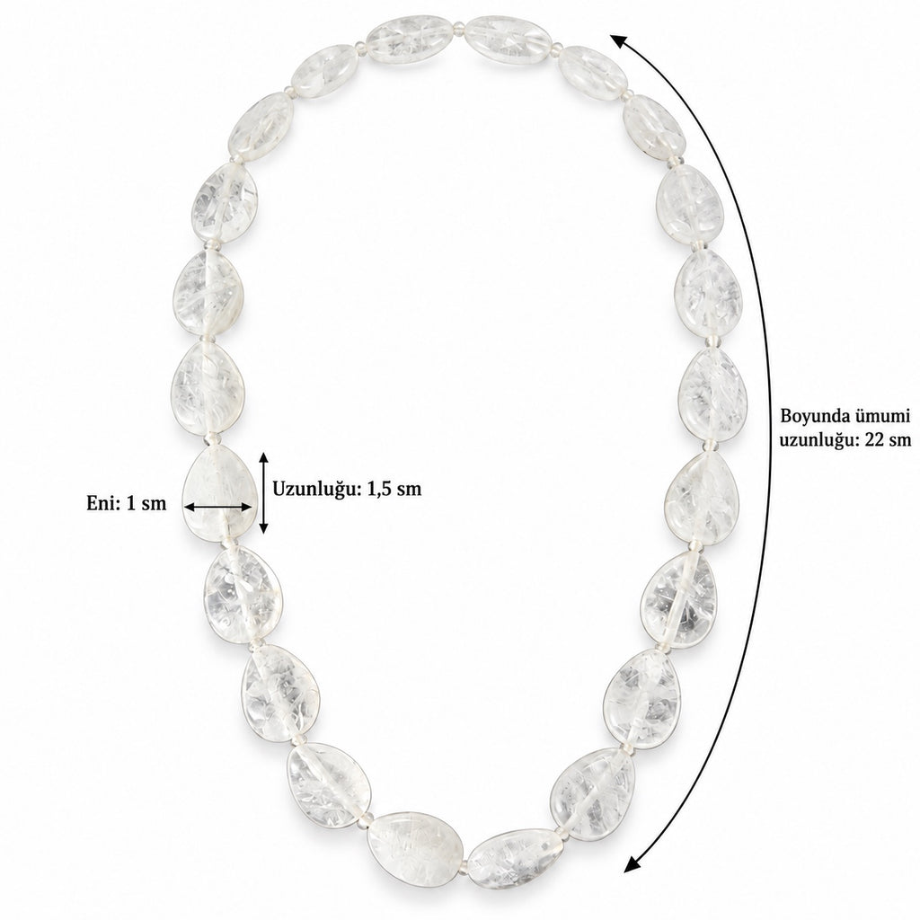 Südlü kvars boyunbağı ölçüsü: 22 sm, muncuq 1,5 x 1 sm