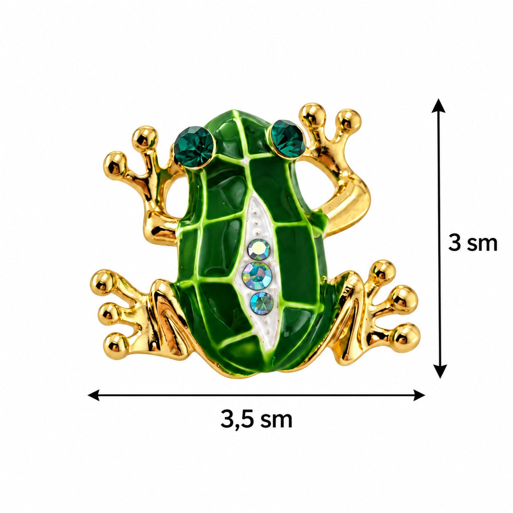 Yaşıl qurbağa broşu – ölçü 3,5 x 3 sm