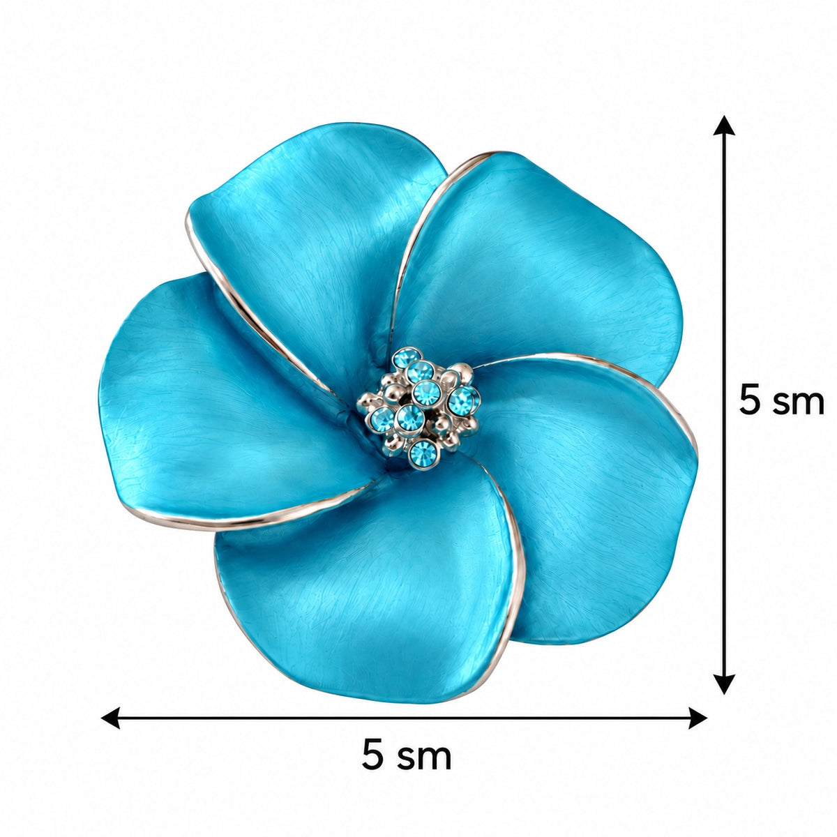 Mavi çiçək formalı broş, 5 x 5 sm